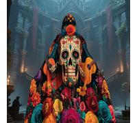 TEMU 1pc LianyaoShi Selección Capa con Capucha de Impresión 2D , Calavera Colorida y Guitarra, 100% Poliéster, Aplicable para Fiestas de y Bailes de Disfraces, Regalo de Halloween, Impresión 2D