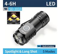 TEMU 1pc Linterna Recargable Smiling Shark SD1033, 3*LED Mini Linterna, Diseño Portátil con Clip ABS, Foco con 5 para Senderismo, al , Camping y Emergencias