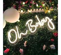 TEMU 1pc Luces de neón Ohbaby, luces de neón LED blancas, son muy adecuadas para la revelación de género, , habitaciones, dormitorios y decoración de pared. es un gran regalo de Navidad