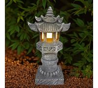 TEMU 1pc Luces de pagoda solares IP44, luces estilo japonés para pasillos, estatuas solares al , luces decorativas para patio y porche Zen, luces con control de luz, estatuas exteriores
