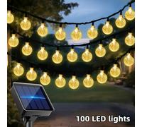 TEMU 1pc Luces de solares con bolas de para exteriores, 100/50/20 LED, sensor de luz incorporado, 8 de iluminación, guirnaldas de luces solares para jardín, valla, patio, boda, porche, de Navidad