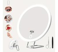 TEMU 1pc Lupa de 40x con Luz, Luz Ajustable de , 3 Ventosas, Soporte Ajustable, Pinza y Tijeras, Ideal para Tocador y Regalos de Fiestas