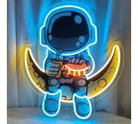 TEMU 1pc Luz de Neón de Astronauta con Niveles de Atenuación, Lámpara LED para en la Pared Adecuada para Habitaciones, , Sala de Juegos, Cueva del Hombre, Cafetería y Más