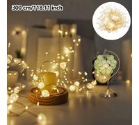 TEMU 1pc Luz Decorativa de Alambre Cobre con LED Hielo Agrietado Extra 300cm/118.11 Pulgadas - Ideal para Oficina, Habitación, Fiestas, y Temporada de Graduaciones (No Requiere Pilas)