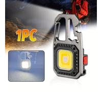 TEMU 1pc Luz LED mini recargable USB para llavero, pantalla de nivel de batería, linterna de emergencia con foco COB, base magnética, ideal para y pesca