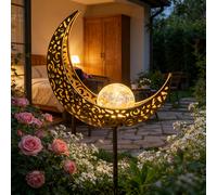 TEMU 1pc Luz Solar de Luna para Césped IP65 | Foco LED de Estaca, Acabado en Metal | Luz de | para Halloween/Navidad/Ramadán | Decoración para de Jardín, y Patios