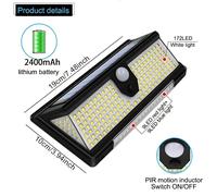 TEMU 1pc Luz Solar de Pared con 190 LEDs, Iluminación de Seguridad Exterior, Luz Nocturna, Detector de Movimiento IP65, 4 para Jardín, Puerta Trasera, Escaleras, Valla, , Patio, Entrada