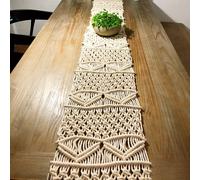 TEMU 1pc Macrame Corredor de Mesa, 112" X 13" Largo Corredor de Mesa Boho, Corredor de Cama Bohemio, Decoración de Mesa de Boda, Estilo Vintage de Granja y Comedor Bohemio, Roto