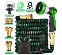 TEMU 1pc Manguera de Jardín Expandible con 10 Boquillas, Goma Duradera y Poliéster, Todo Temporada, Conector, , Portátil para Uso en Patio