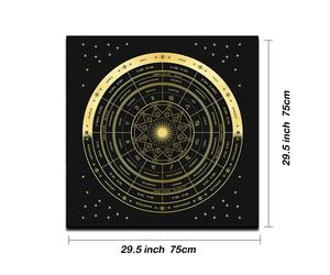 TEMU 1pc Mantel de Altar de Tarot y Rueda del - Tela de Carta Astrológica con Sol, Luna, 12 del para Meditación, Decoración /Wicca, Rueda del Año - Adecuado para Hogar, de Habitación
