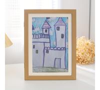 TEMU 1pc Marco de fotos de madera A4 plegable para almacenamiento de imágenes infantil