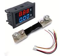 TEMU 1pc Medidor de voltaje y amperímetro de pantalla, voltímetro amperímetro 0-100V/1A 10A 50A 100A, medidor de medición de voltaje y corriente con shunt