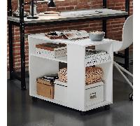 TEMU 1pc Mesa auxiliar con ruedas, Mesa de 2 niveles con estantes de almacenamiento, Biblioteca móvil para salón, dormitorio, oficina, L70 x P35 x H60cm - GCU45-X