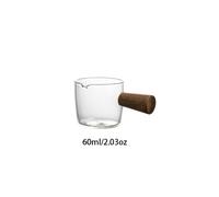 TEMU 1pc Mini Taza Medidora de Vidrio con Mango de Madera - Vidrio de Borosilicato de Calidad, para Microondas, para Café, Leche y Líquidos en Cocinas o Restaurantes