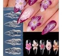 TEMU 1pc MOLDE DE UÑAS SILICONA 3D ESTILO COREANO - 5 FLORES Y PLACA DE ESTAMPACIÓN EN RELIEVE 3D, PLANTILLA PARA MANICURA , HERRAMIENTAS PARA ARTISTAS DE UÑAS, SALONES Y CUIDADO DE UÑAS