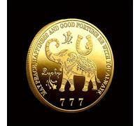 TEMU 1pc Moneda de Metal Elefante de la - Diseño Dorado y Multicolor 777 con Inserciones "", de para Decoración del Hogar, Regalo Shui, Moneda Coleccionable para