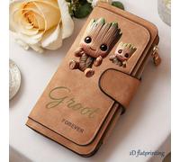 TEMU 1pc Mujer MARVEL Verano Nueva Groot, Multifuncional con Ranuras para Tarjetas y Ventana de Identificación, Diseño con Botón a Presión, Estilo Moderno, Ideal para Uso Diario, Impresión 2D