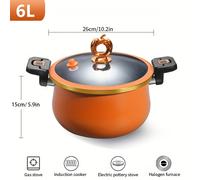 TEMU 1pc Olla Grande de 6L para Sopa, Sartén Antiadherente Colorida, Olla Rápida para Estofado de Carne con Asa Bloqueable, para Todo Tipo