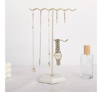 TEMU 1pc Organizador de Joyería de Metal de Ola y de Mármol Natural en , Soporte para Exhibir Collares/Pendientes/Pulseras, Ideal para , Oficina y Regalos de Navidad, de Joyería