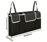 TEMU 1pc Organizador multifuncional de gran capacidad para maletero de coche, bolsa de almacenamiento de poliéster de densidad para asiento trasero de vehículo, negro.