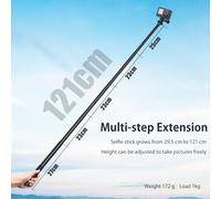 TEMU 1pc Palo de aleación de aluminio para selfies para cámaras de acción , 47"/35" extensible, polo de extensión invisible para vlogging y deportes, no eléctrico, no requiere batería