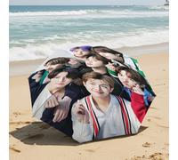TEMU 1pc Paraguas Plegable de Viaje con /Cierre Automático - Estampado del Miembro K-Pop, Foto Temática Coreana para Accesorio y Regalo a & (Equipo Portátil contra )