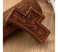 TEMU 1pc Pasador de Pelo Estilo Vaquera con Diseño de y Paisley en Cuero Rectangular para Mujeres, Accesorios Elegantes Florales para el Cabello, Artesanía Detallada