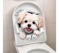 TEMU 1pc Pegatina Autoadhesiva de Cachorro para Inodoro - Calcomanía de Pared Versátil para Baño, Puerta, Refrigerador, Ventana y Inodoro, Ideal para Navidad