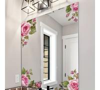 TEMU 1pc Pegatina de Espejo Autoadhesiva Bohemia - con y Mármol, Película Decorativa PVC para Baño, o Puertas & Floral Adherible, Forma Irregular (Sin Residuos al Retirar)