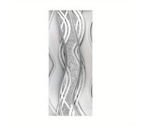 TEMU 1pc Pegatina de Puerta 3D de Ondas de Plateadas - Autoadhesiva, Removible e Impermeable, Calcomanía de de PVC Decoración de Dormitorio y , Fácil Instalación, 30.31 x 78.74 Pulgadas