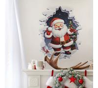 TEMU 1pc Pegatina Decorativa Navideña de Pared - Adhesivo Removible de Papá Noel para Dormitorio, Baño, Armario de Cocina o Puerta de Vidrio - Diseño 2D (No 3D), 40x50cm/15.7x19.6in