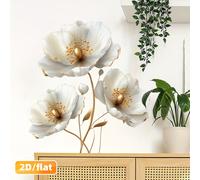TEMU 1pc Pegatina Premium Floral Dorada, Pegatina 2D, Adecuada para Sala, Dormitorio, Cocina, Puerta, Pared, Decoración de Pared de para el Hogar, Pegatina de Vinilo Autoadhesiva Fácil de Quitar, 2D