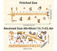 TEMU 1pc Pegatina Removible de Vehículo de Ingeniería con Grúa para Habitación Infantil - Decoración Autoadhesiva para Niños, Medidor 15.7in X 35.4in, Adhesivo para Pared de Dormitorio o Guardería