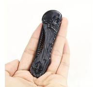 TEMU 1pc Peine Vintage para Barba de Hombre, Peine de Bolsillo Mini Portátil de Acero Inoxidable con Forma de Calavera