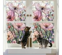 TEMU 1pc Película Estática de Ventana con Flores Coloridas, Adhesivo de PVC sin Pegamento para Vidrio para Uso en Hogar, Oficina y Café, Estilo