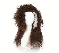 TEMU 1pc Peluca de Tema Anime Sintética - Larga y de Color Marrón Resistente al con Red de Rosas para Cosplay, Halloween, Acción de Gracias, Navidad, Escolares