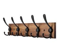 TEMU 1pc Perchero de Madera con Ganchos - Colgador Fácil de Instalar para Baño o Sala, Gancho para Toallas y Sombreros en Color Marrón Quemado