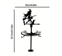 TEMU 1pc Perro en Escoba de Bruja Silueta de Metal del , Decoración de Jardín Granja Césped al , Tema de Ángel Indicador de Dirección para Instalación en Techo Valla, para Halloween