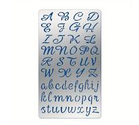 TEMU 1pc Plantilla de Metal de Acero Inoxidable con Alfabeto, 7x4 Pulgadas de de para Grabado en Madera, Repujado, Grabado y Scrapbooking, Almacenamiento para Scrapbooking