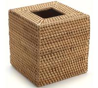 TEMU 1pc Portarrollos de pañuelos de ratán a estilo japonés - Dispensador de pañuelos de mimbre cuadrado para escritorio, mesa, cocina, baño, dormitorio y decoración de oficina