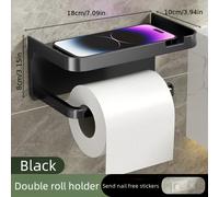 TEMU 1pc Portarrollos de papel higiénico autoadhesivo lujoso con estante, acabado , ideal para baño y cocina, organizador de almacenamiento, para rollo de papel, toallas, accesorios de baño, uso