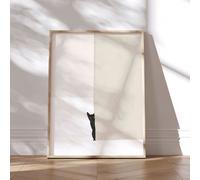 TEMU 1pc Póster de Línea de Gato Negro Minimalista Chic - Impresión en Abstracto sin , para Decoración y Dormitorio, de de Madera , Decoración de Gato, 2D, para Decoración de Habitación