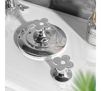 TEMU 1pc Prensa de Inodoro de Flor de Plata Electrochapada, Botón de Descarga de Lujo para de Agua, Auxiliar para Proteger de Uñas, Tirador de Puerta de Cajón de de Inodoro