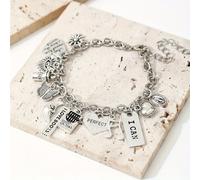 TEMU 1pc Pulsera de Cadena Multi- con Colgante de Nota Musical y Flores del Amor Lunarejo para Uso Diario