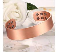 TEMU 1pc Pulsera de cobre puro magnética lisa y pesada para hombres, con 12 imanes de 3500