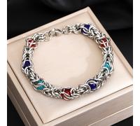 TEMU 1pc Pulsera de malla de acero inoxidable 304 | Joyería unisex colorida con cuentas estilo hip-hop