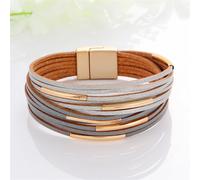 TEMU 1pc Pulsera Tejida de Cuero PU con Tubo de Cobre, Diseño de Hebilla Magnética de , Pulsera , Joyería de como Regalo para Queridas