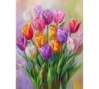 TEMU 1pc Ramo de Tulipanes, 16x20 Pulgadas - Sin - para Principiantes en Pintura por Números Acrylic - Kit Manual - Set de Pintar por Números - Para Decoración de Pared y Regalos - No Incluido