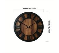 TEMU 1pc Reloj de pared silencioso artístico vintage, reloj decorativo de madera, funciona con pilas, pila AA incluida, para decoración del hogar, cocina, , dormitorio, oficina - 14/16/18 pulgadas