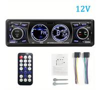 TEMU 1pc Reproductor de Audio para Coche 12V/24V 1Din MP3 FM con Cargador de Teléfono, AUX/USB/Tarjeta TF y Soporte de 60Wx4 - Kit de Tablero